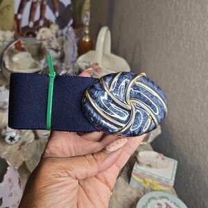 Vintage  Navy Belt with Enamel Swirl Buckle